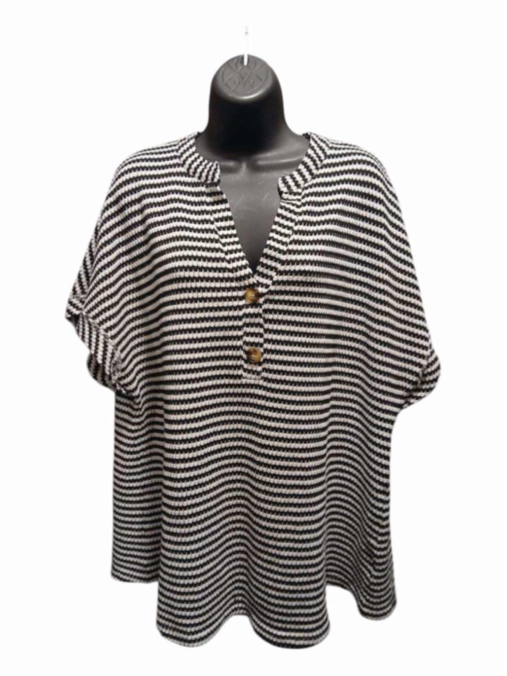 SHEIN Curve Women's Black White Striped Knit Top 3XL - INV676